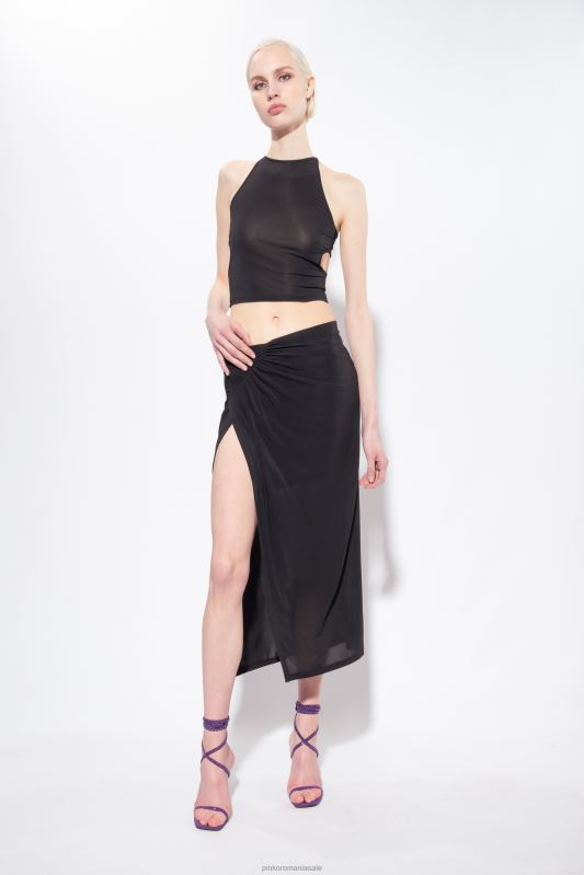 sus | crop top din jerseu fluid Pinko limuzina neagră B0D08346