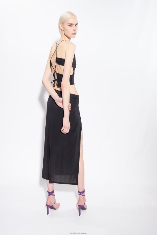 sus | crop top din jerseu fluid Pinko limuzina neagră B0D08346