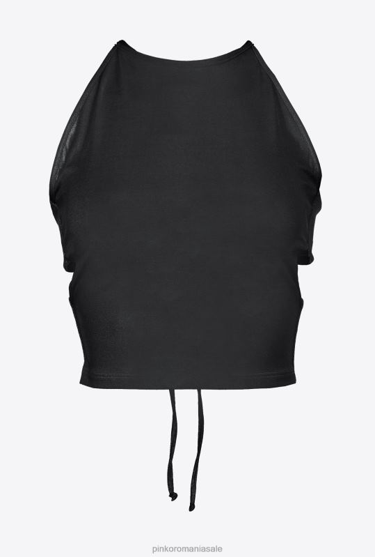 sus | crop top din jerseu fluid Pinko limuzina neagră B0D08346