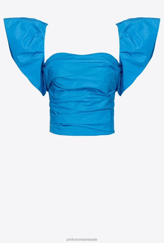 sus | crop top din tafta Pinko director albastru B0D08329