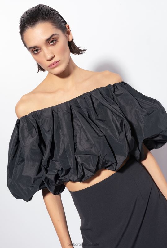 sus | crop top din tafta Pinko limuzina neagră B0D08394