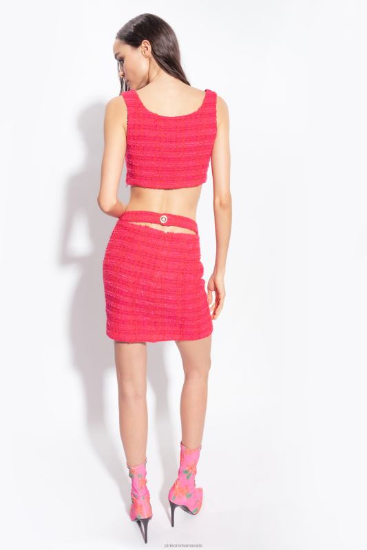 sus | crop top din tweed cu model Pinko multi fucsia/rosu B0D08362