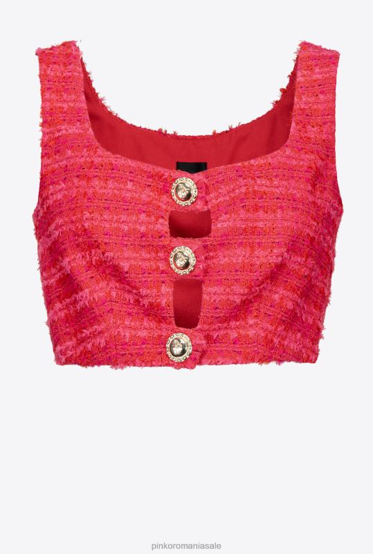 sus | crop top din tweed cu model Pinko multi fucsia/rosu B0D08362