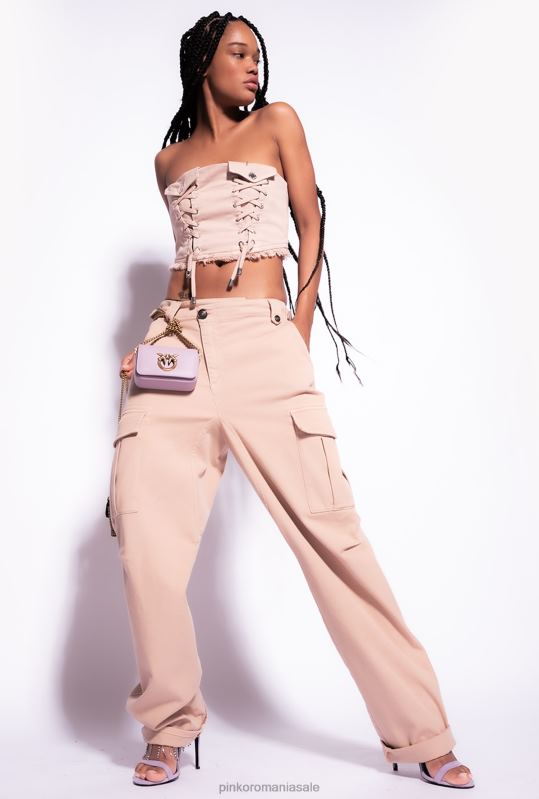 sus | crop top în stil bustieră Pinko rugby bej B0D08379