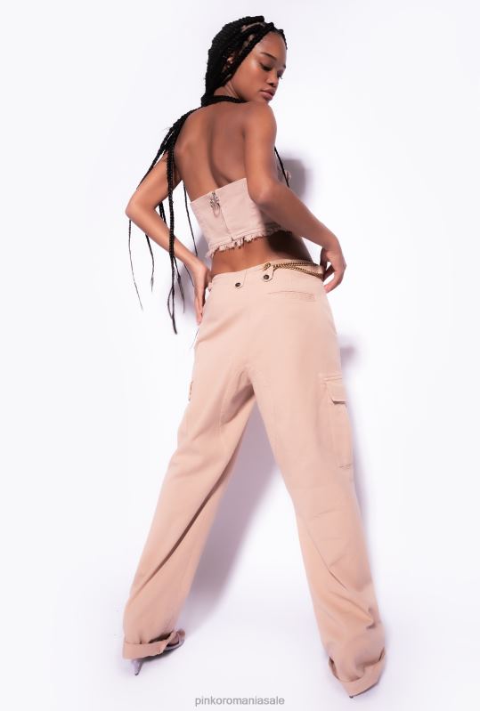 sus | crop top în stil bustieră Pinko rugby bej B0D08379