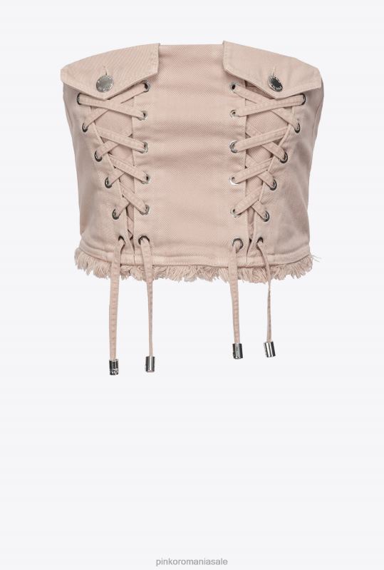 sus | crop top în stil bustieră Pinko rugby bej B0D08379