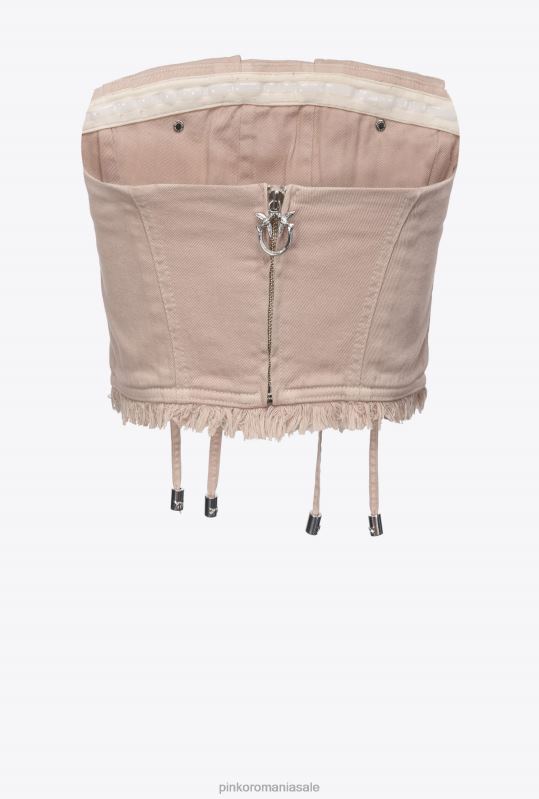 sus | crop top în stil bustieră Pinko rugby bej B0D08379