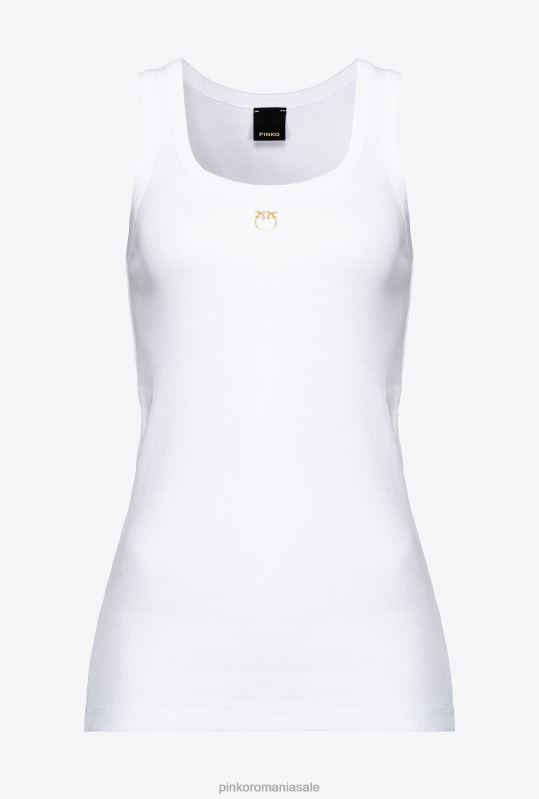 sus | maiou cu broderie cu pasăre de dragoste Pinko alb strălucitor B0D08374