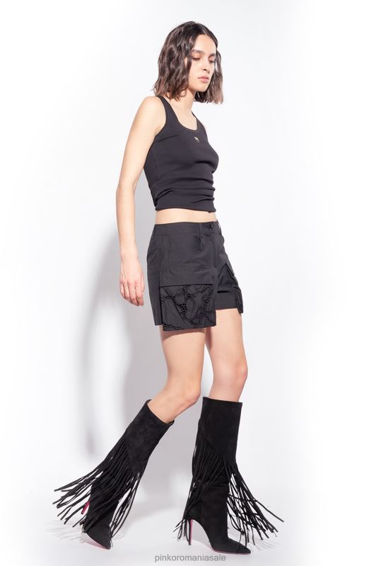 sus | maiou cu broderie cu pasăre de dragoste Pinko limuzina neagră B0D08373