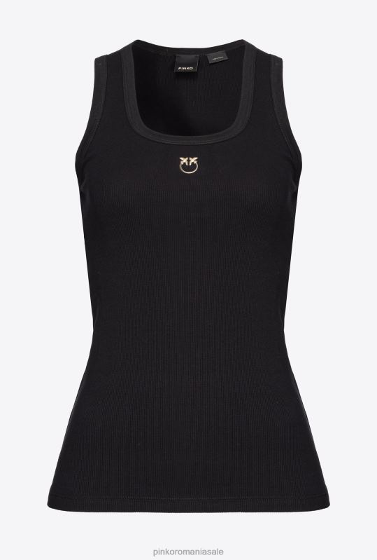 sus | maiou cu broderie cu pasăre de dragoste Pinko limuzina neagră B0D08373