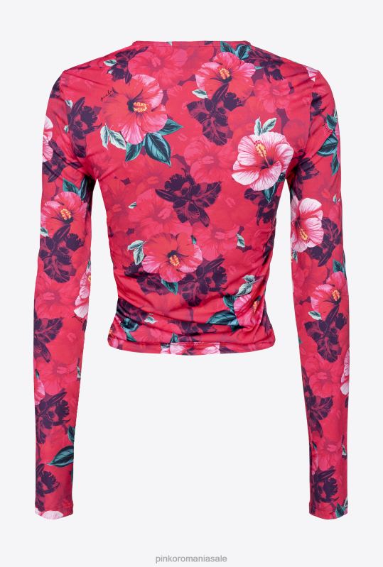 sus | pulover cu imprimeu hibiscus Pinko multi. fucsia/roz B0D08407