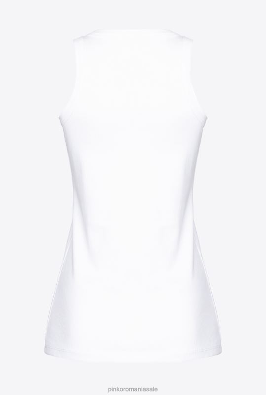 sus | top cu broderie Pinko alb strălucitor B0D08493