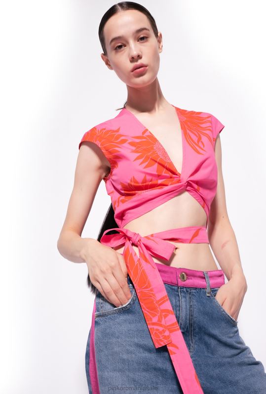 sus | top cu cercevea și flori mari imprimate Pinko roz/rosu B0D08371