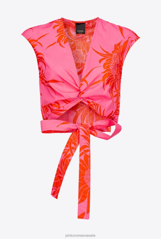 sus | top cu cercevea și flori mari imprimate Pinko roz/rosu B0D08371