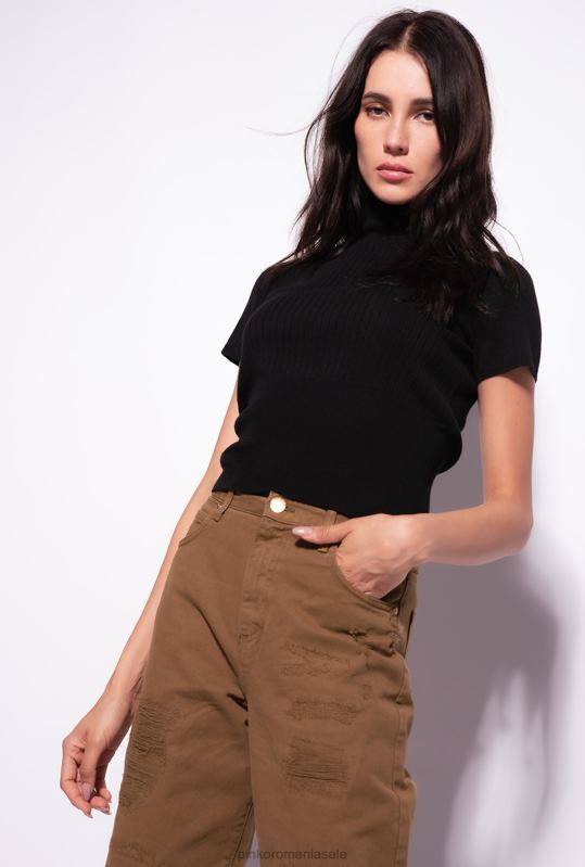 sus | top cu mâneci scurte în coaste Pinko limuzina neagră B0D08484