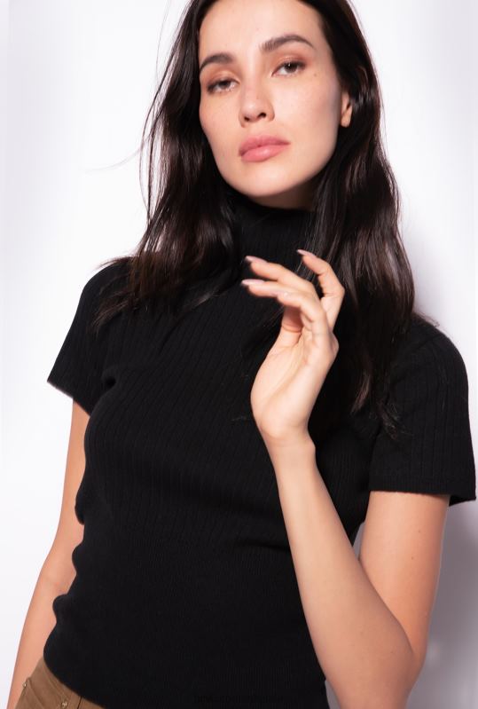 sus | top cu mâneci scurte în coaste Pinko limuzina neagră B0D08484