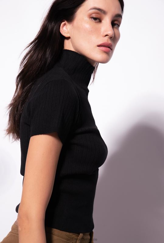 sus | top cu mâneci scurte în coaste Pinko limuzina neagră B0D08484