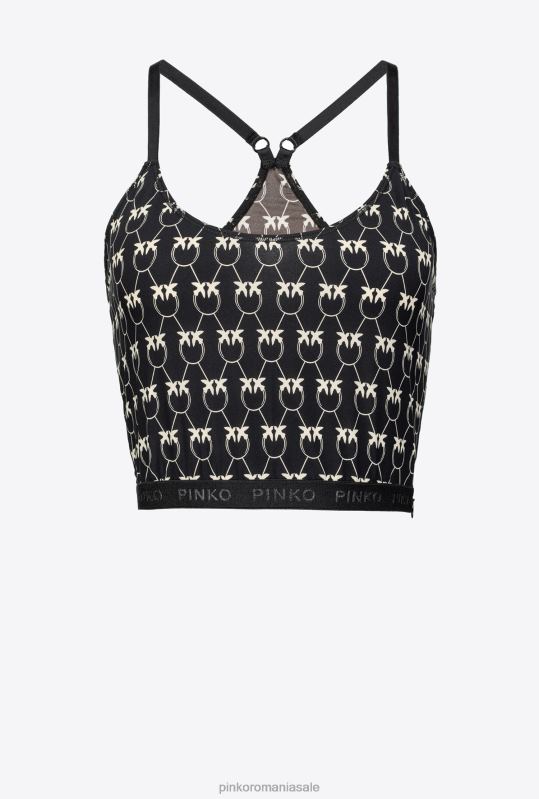 sus | top cu monogramă păsări dragoste Pinko negru/crem B0D08442