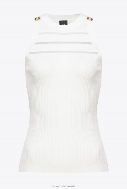 sus | top cu nervuri cu detalii transparente Pinko alb de mătase B0D08430