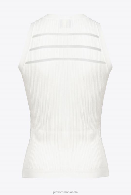 sus | top cu nervuri cu detalii transparente Pinko alb de mătase B0D08430