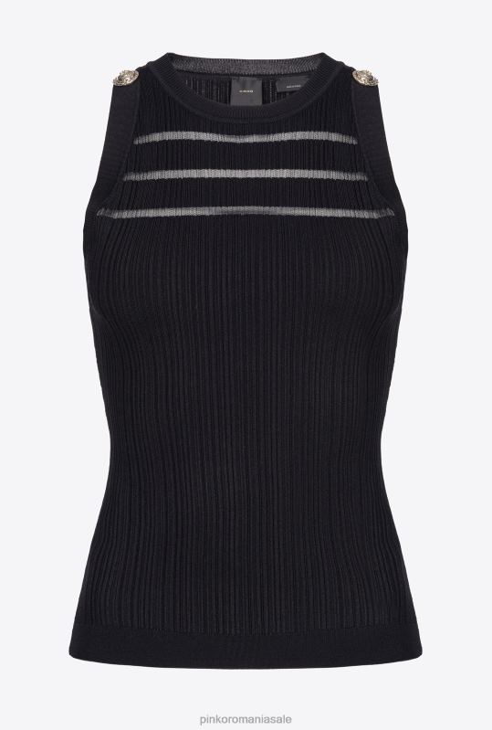 sus | top cu nervuri cu detalii transparente Pinko limuzina neagră B0D08431