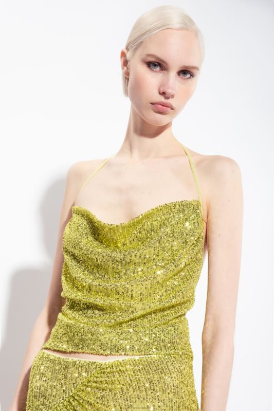 sus | top cu paiete deschis la spate Pinko verde - solfatara B0D08321