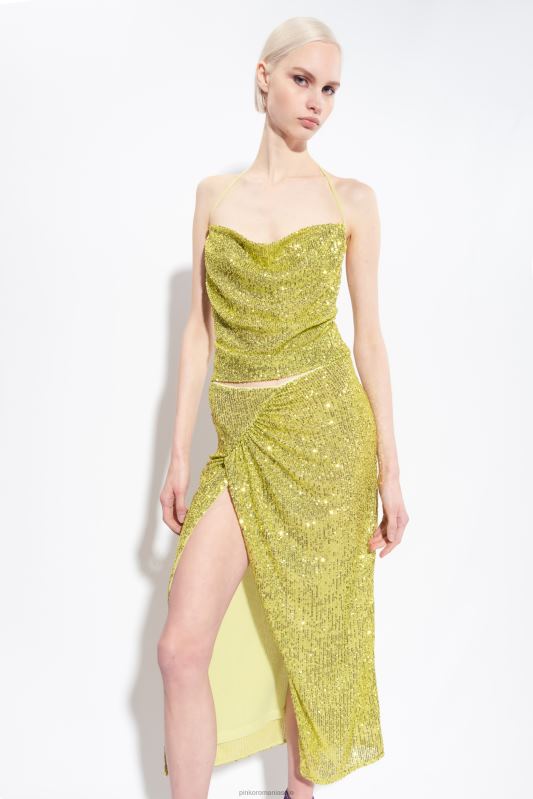 sus | top cu paiete deschis la spate Pinko verde - solfatara B0D08321