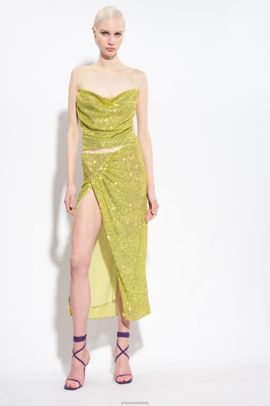 sus | top cu paiete deschis la spate Pinko verde - solfatara B0D08321