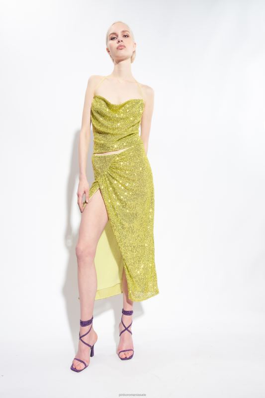 sus | top cu paiete deschis la spate Pinko verde - solfatara B0D08321