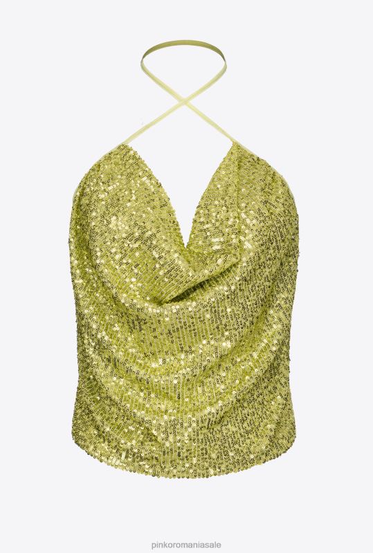 sus | top cu paiete deschis la spate Pinko verde - solfatara B0D08321