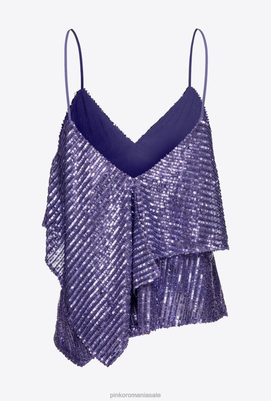 sus | top cu paiete în dungi Pinko liliac lavandă B0D08345