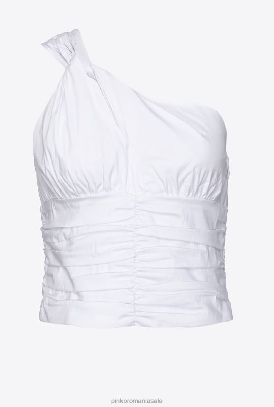 sus | top cu un singur umăr din poplin stretch Pinko alb strălucitor B0D08391