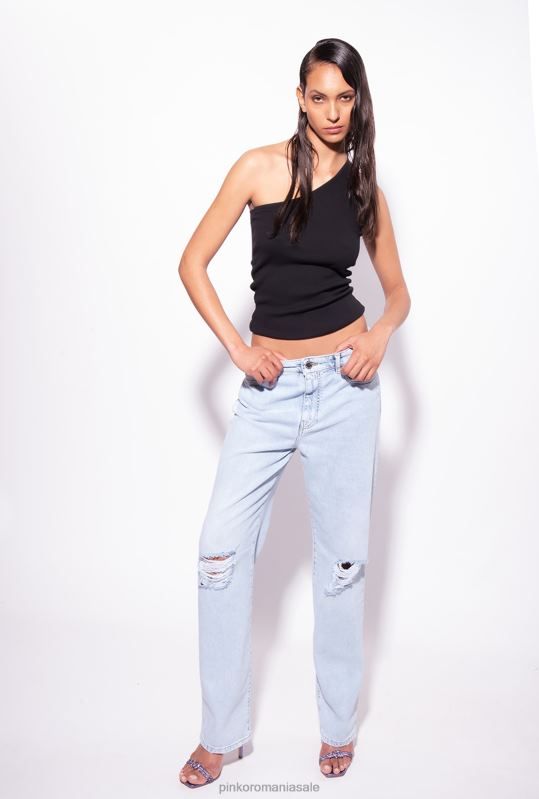 sus | top cu un singur umar cu broderie Pinko limuzina neagră B0D08470