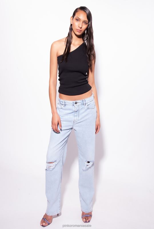 sus | top cu un singur umar cu broderie Pinko limuzina neagră B0D08470