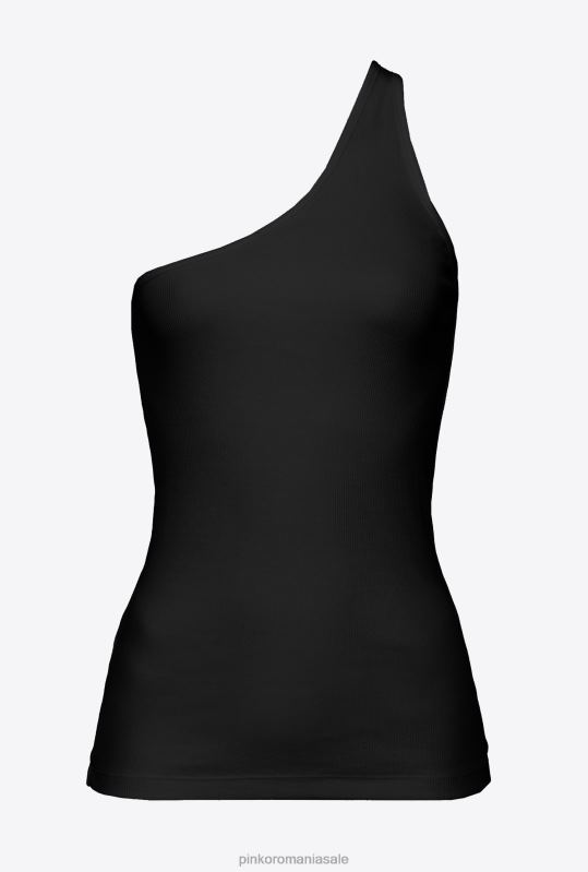 sus | top cu un singur umar cu broderie Pinko limuzina neagră B0D08470