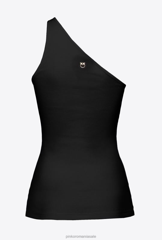 sus | top cu un singur umar cu broderie Pinko limuzina neagră B0D08470