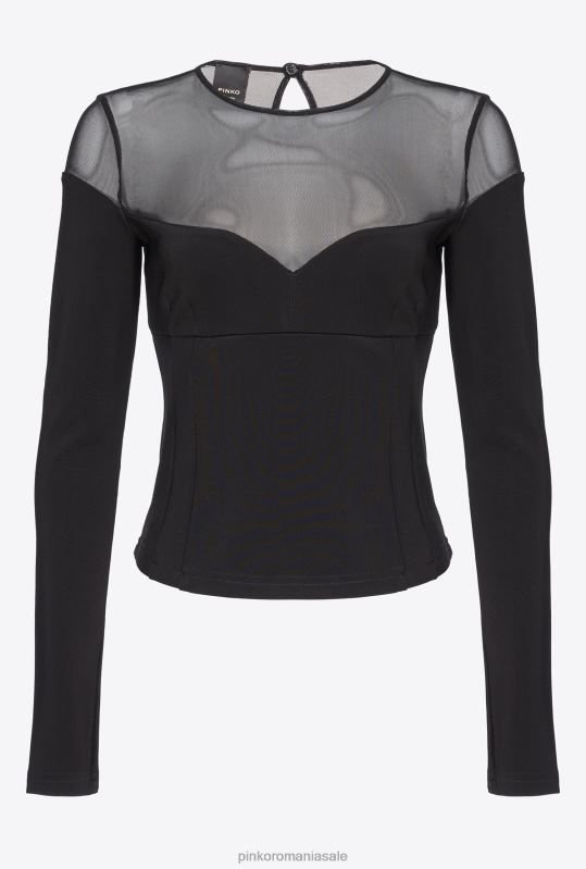 sus | top din neopren si tul Pinko limuzina neagră B0D08473