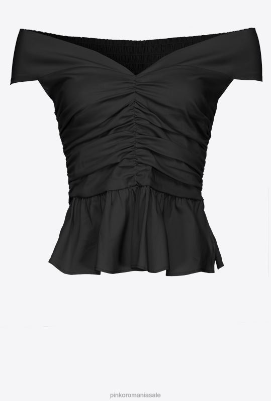 sus | top din poplin cu umeri deschisi Pinko limuzina neagră B0D08360