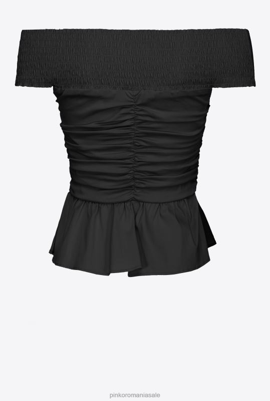 sus | top din poplin cu umeri deschisi Pinko limuzina neagră B0D08360