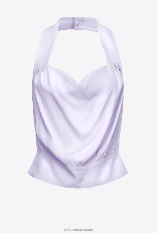sus | top din satin cu spatele deschis Pinko liliac - sorbet ușor B0D08405
