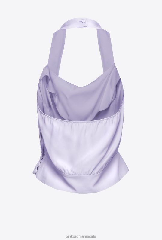 sus | top din satin cu spatele deschis Pinko liliac - sorbet ușor B0D08405