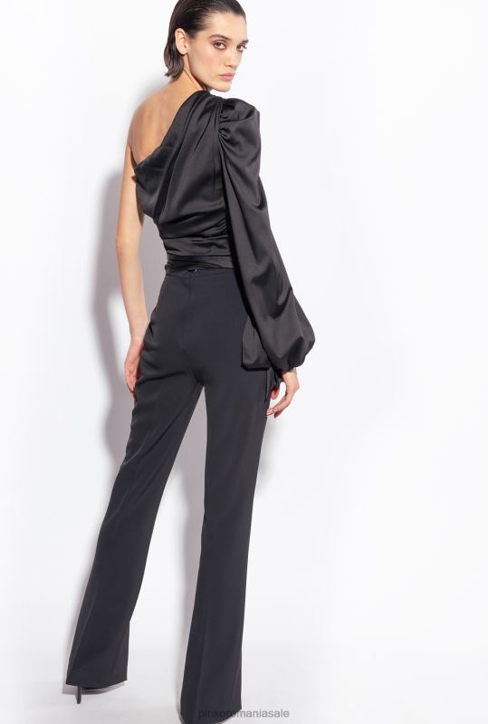 sus | top din satin cu un singur umăr Pinko limuzina neagră B0D08247