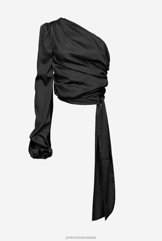 sus | top din satin cu un singur umăr Pinko limuzina neagră B0D08247