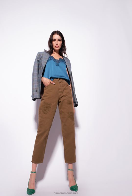 sus | top din satin si dantela Pinko albastru marocan B0D08478