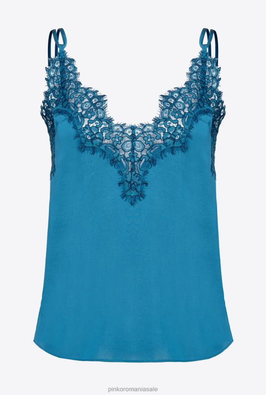 sus | top din satin si dantela Pinko albastru marocan B0D08478