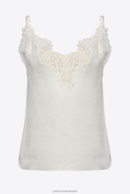 sus | top din satin si dantela Pinko nor alb B0D08479