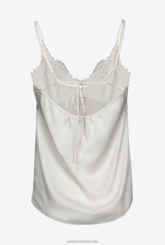 sus | top din satin si dantela Pinko nor alb B0D08479