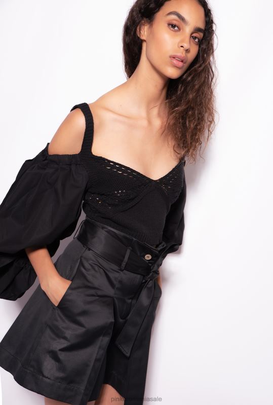 sus | top din tricot și poplin Pinko limuzina neagră B0D08440