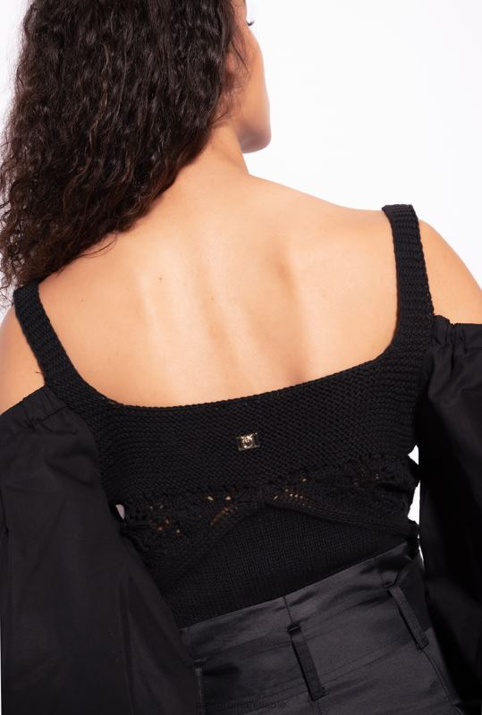 sus | top din tricot și poplin Pinko limuzina neagră B0D08440