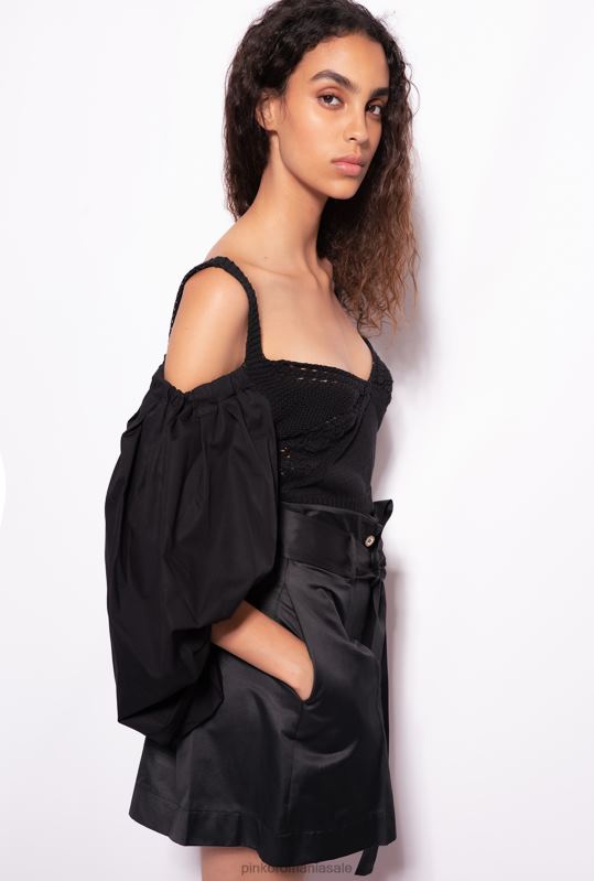 sus | top din tricot și poplin Pinko limuzina neagră B0D08440